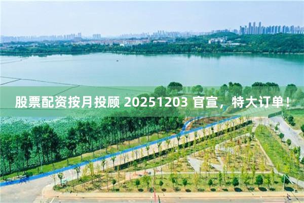 股票配资按月投顾 20251203 官宣，特大订单！