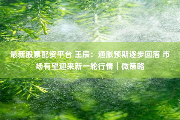最新股票配资平台 王辰：通胀预期逐步回落 市场有望迎来新一轮行情｜微策略